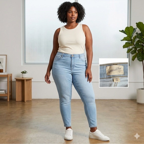 Universal Thread Denim - Universal Thread Light Wash Mid-Rise Skinny Jeans Plus Size 24W Stretch